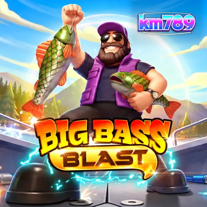 Tampilan visual slot Big Bass Blast dengan tema memancing elektrik